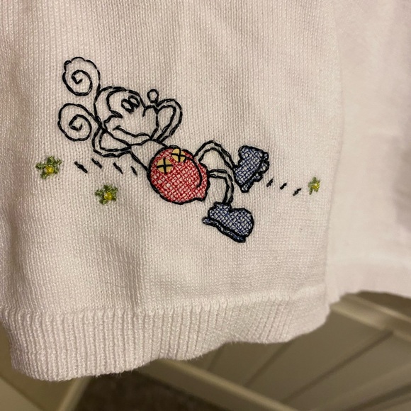 DISNEY Store L sweater size large L LG white Mickey Mouse embroidered slvs top - Picture 1 of 8